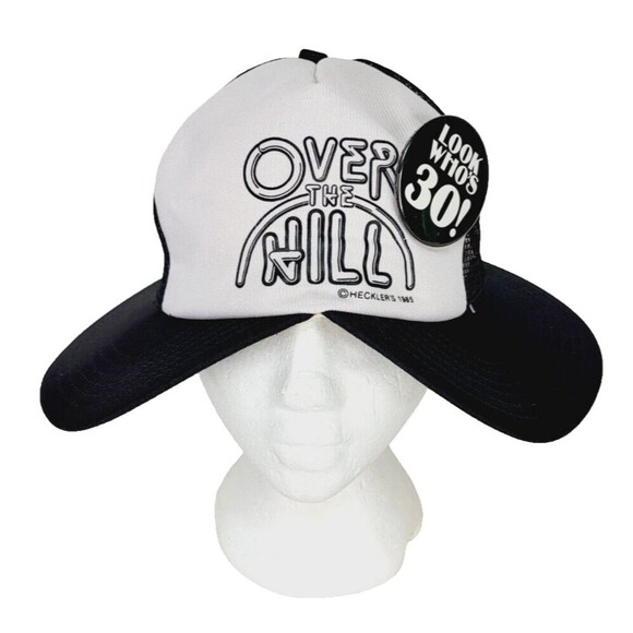 Vintage 80s Hecklers Double Bill "Over The Hill Look Who's 30" Mesh Trucker Hat - Picture 9 of 10